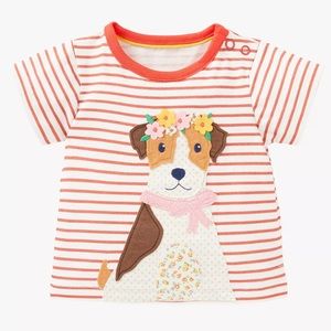 Baby Boden Sprout The Dog Applique Stripe T-Shirt